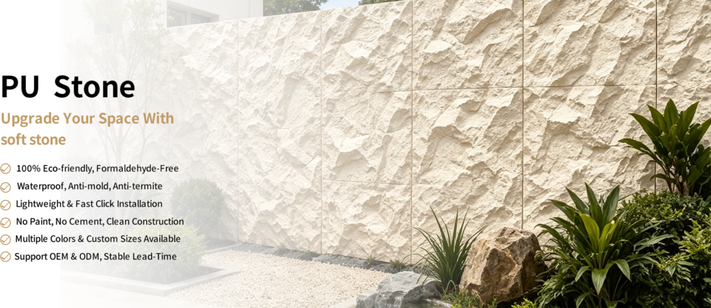 PU stone lightweight faux rock wall panel for exterior facade hotel commercial decoration