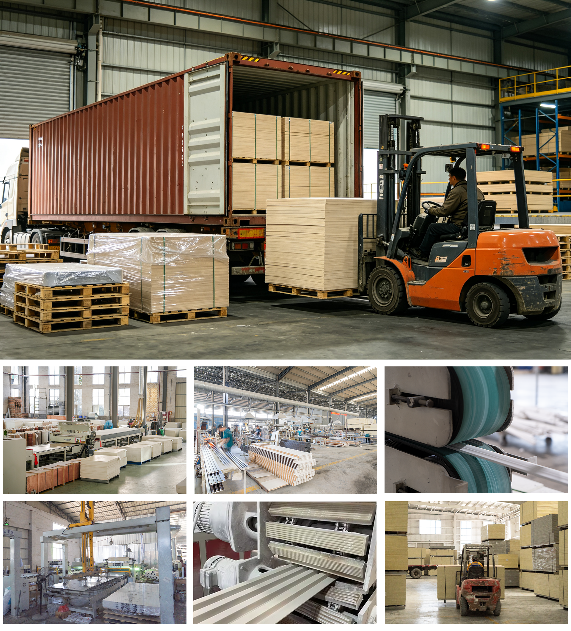 Perfect Decor factory warehouse loading WPC wall panel for export shipment