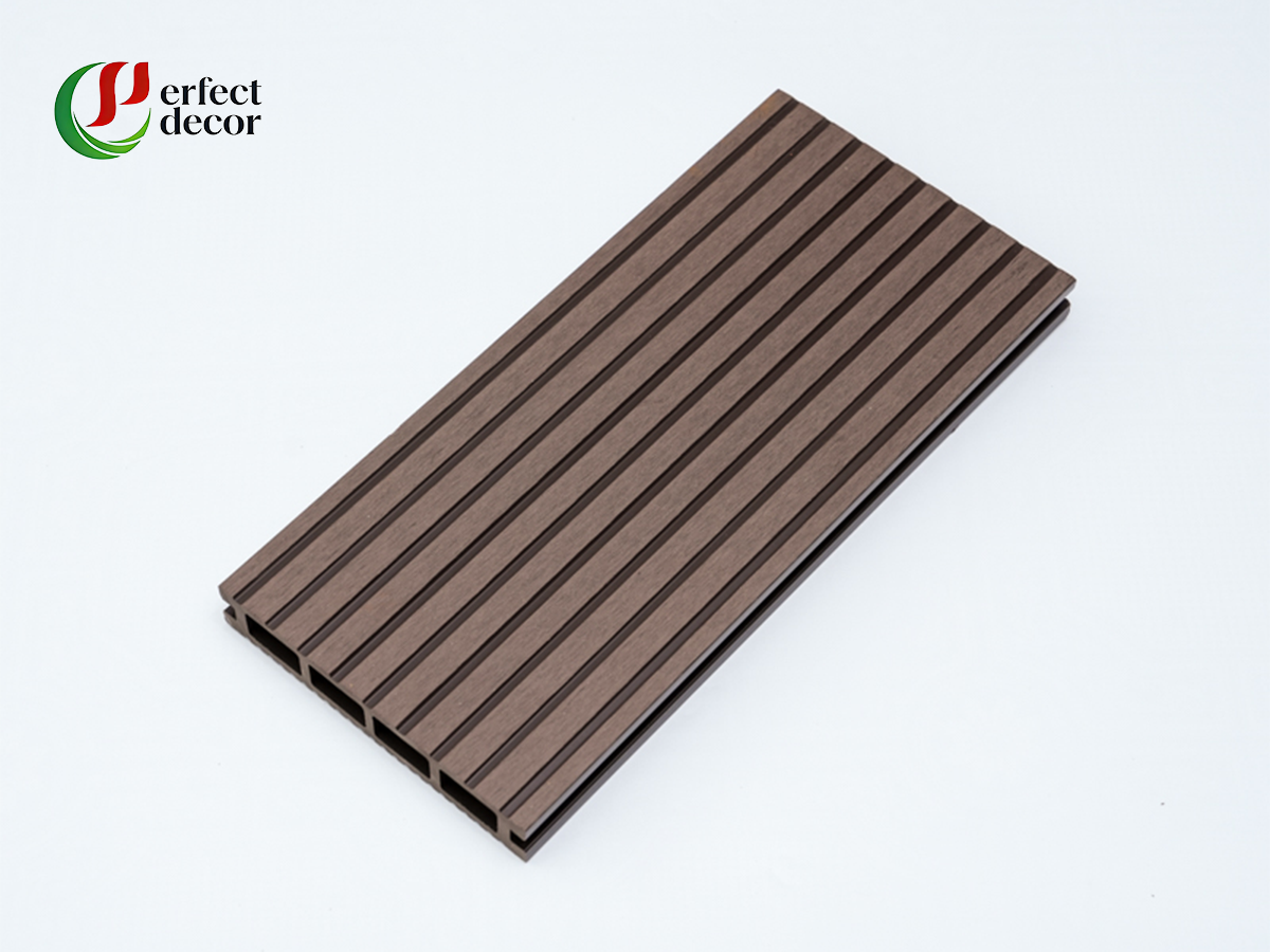 Outdoor WPC wall cladding dark brown wood grain panel