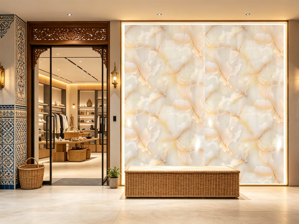 Lámina PVC imitación mármol blanco Carrara para revestimiento pared