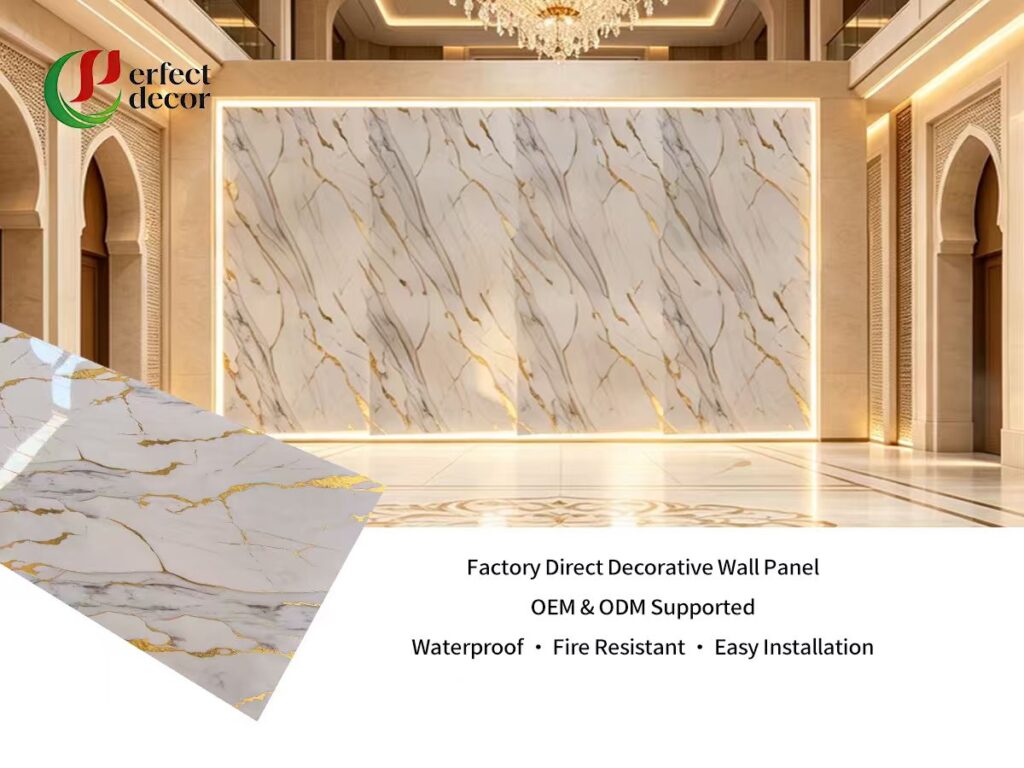 Premium PVC Marble Sheet Gold Vein  Hotel & Commercial Decoration