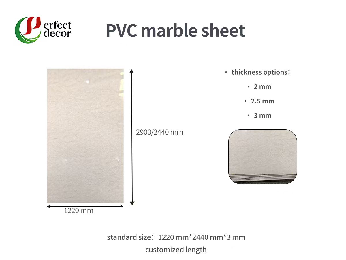 PVC marble sheet size and thickness specification diagram, product parameter display