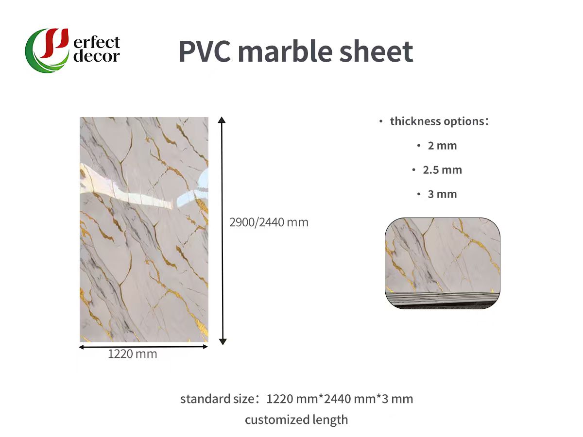 PVC marble sheet size specification technical data sheet