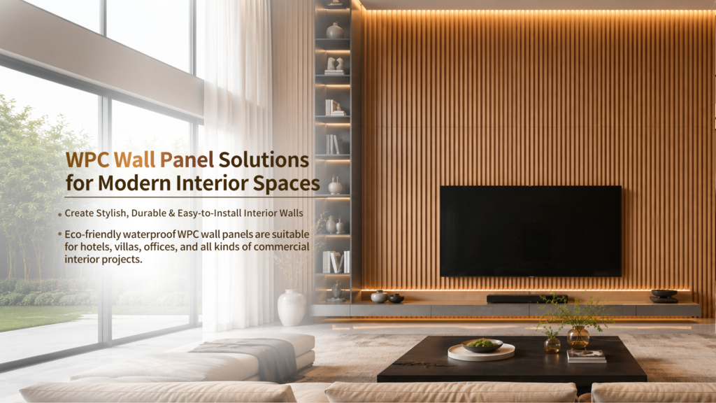 WPC wall panel fluted grille interior decoration solution for hotel and residential project
